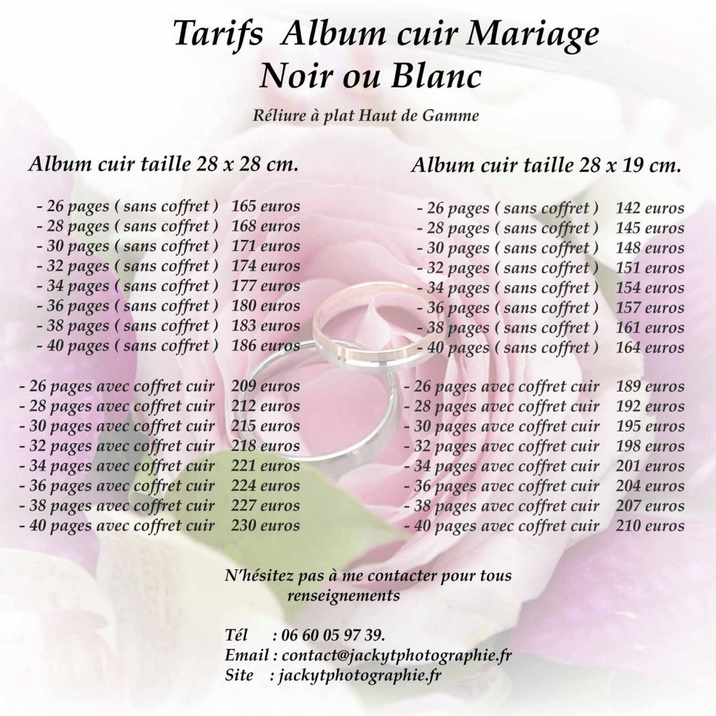 Tarifs album mariage